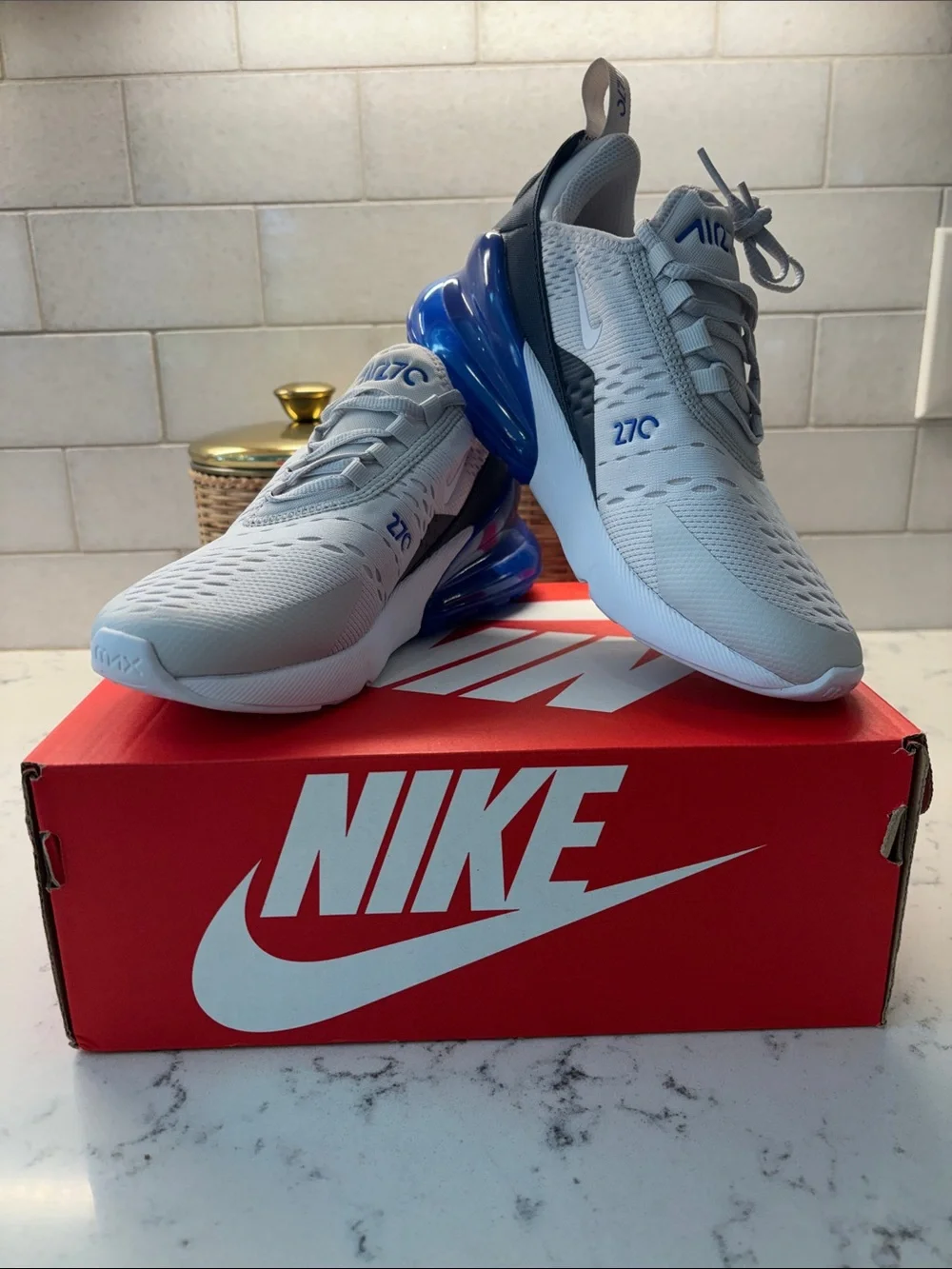Nike Air Max 270 Kids Sneakers - White, Blue & Gray